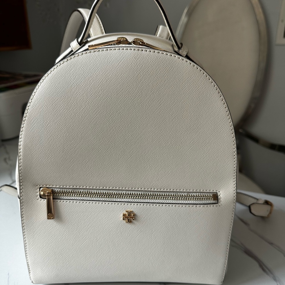 Tory Burch Cream Backpack with Gold Accents